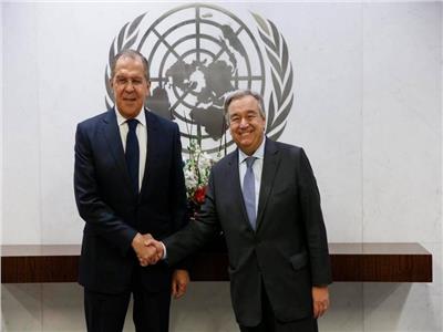  وزير الخارجية الروسى سيرجى لافروف والأمين العام للأمم المتحدة أنطونيو جوتيرش 