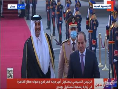جانب من استقبال الرئيس لأمير دولة قطر