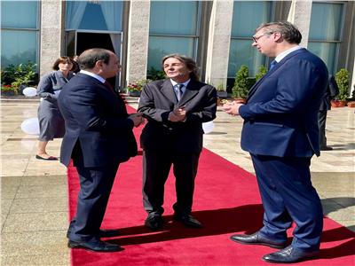 استقبال الرئيس الصربي للرئيس السيسي في بلجراد