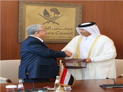 المستشار الدكتور حنفي جبالي رئيس مجلس النواب يلتقي رئيس مجلس الشورى القطري