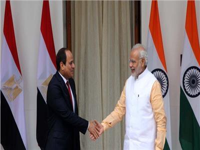 رئيس وزراء الهند ناريندرا مودي و الرئيس عبد الفتاح السيسي