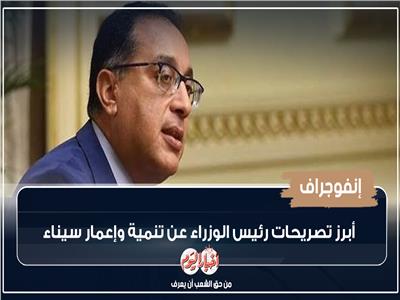 إنفوجراف| أبرز تصريحات رئيس الوزراء عن تنمية وإعمار سيناء