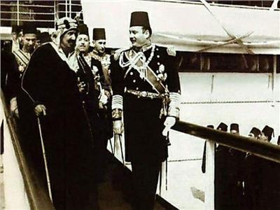 الملك فاروق الأول والملك عبد العزيز آل سعود في ميناء بورتوفيق 1946
