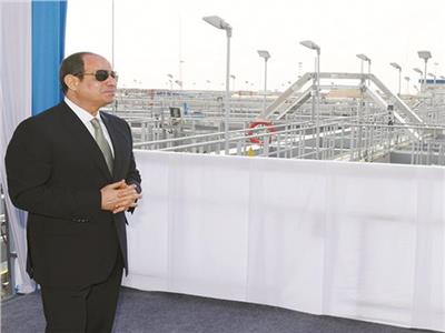 الرئيس عبدالفتاح السيسي خلال افـتتاح محـطة مياه مصرف بحر البقر العملاقة