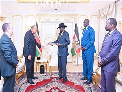 وزير الخارجية سامح شكرى خلال لقاءه  سلفا كير رئيس جنوب السودان