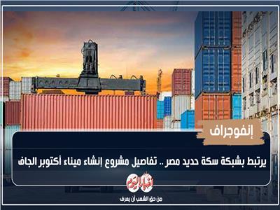 إنفوجراف| يرتبط بشبكة سكة حديد مصر ..  تفاصيل مشروع إنشاء ميناء أكتوبر الجاف 