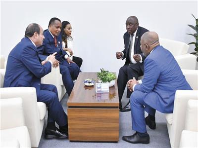 الرئيس عبد الفتاح السيسى فى جلسة مباحثات مع القادة الأفارقة