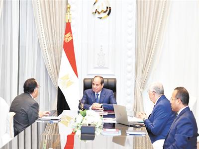 الرئيس عبدالفتاح السيسى خلال لقائه مع رئيس الوزراء ووزير الزراعة 
