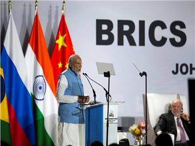 رئيس الوزراء الهندي ناريندرا مودي خلال الكلمة الافتتاحية لقمة "بريكس"