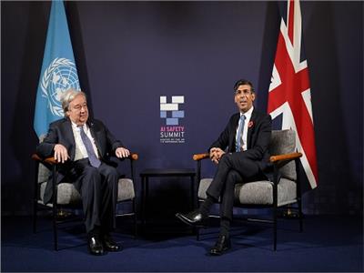 رئيس الحكومة البريطانية ريشي سوناك والأمين العام للأمم المتحدة أنطونيو جوتيريش