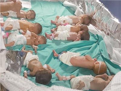 أطفال حديثي الولادة تم جمعهم فى سرير واحد داخل مستشفى الشفاء