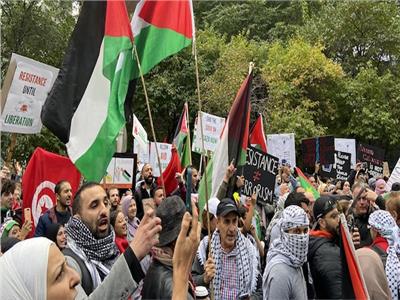 متظاهرين في كندا يطالبون بوقف إطلاق النار في غزة  