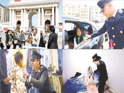 رجال الشرطة مشاركة المواطنين الاحتفال بعيد الفطر المبارك