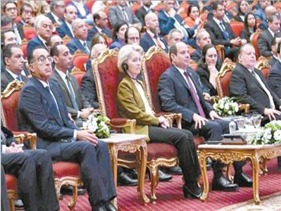 الرئيس عبد الفتاح السيسى وأورسولا فون ديرلاين خلال المؤتمر