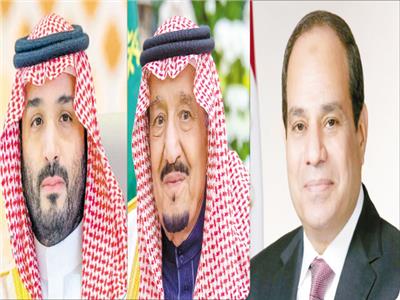 الرئيس عبدالفتاح السيسى وجلالة الملك سلمان بن عبدالعزيز وولى العهد سمو الأمير محمد بن سلمان