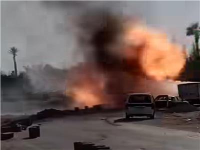 جانب من انفجار خط الغاز