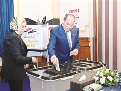 الرئيس السيسي يدلي بصوته