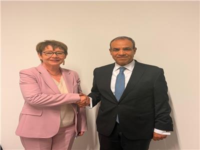 وزير الخارجية خلال لقائه رئيسة البنك الأوروبي 