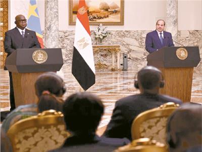 الرئيسان السيسى وتشيسيكيدى خلال المؤتمر الصحفى