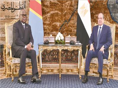 الرئيس عبدالفتاح السيسى خلال استقباله تشيسيكيدى رئيس جمهورية الكونغو الديمقراطية