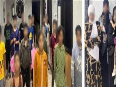 المتهمون عقب القبض عليهم 