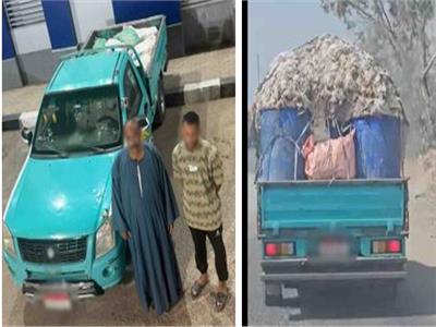 المتهمان والسيارة المحملة بمخلفات الدواجن