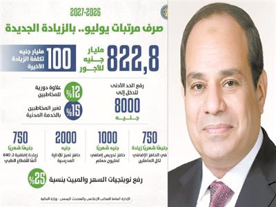 الرئيس عبدالفتاح السيسى - إنفوجراف يوضح المرتبات بالزيادة الجديدة