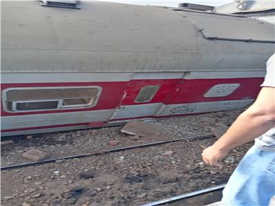 حادث خروج عربة قطار عن القضبان بمحطة محلة