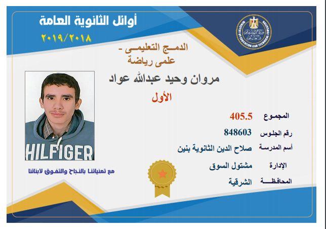 اوائل الثانوية العامة 