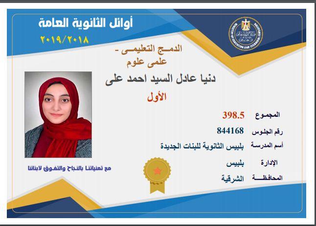 اوائل الثانوية العامة 