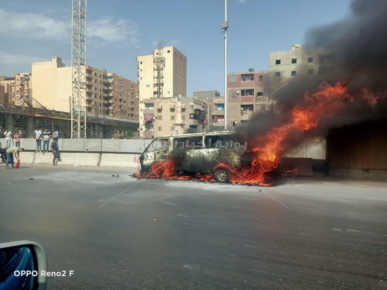 العناية الإلهية تنقذ 15 مواطناً من الموت المحقق في حريق ميكروباص