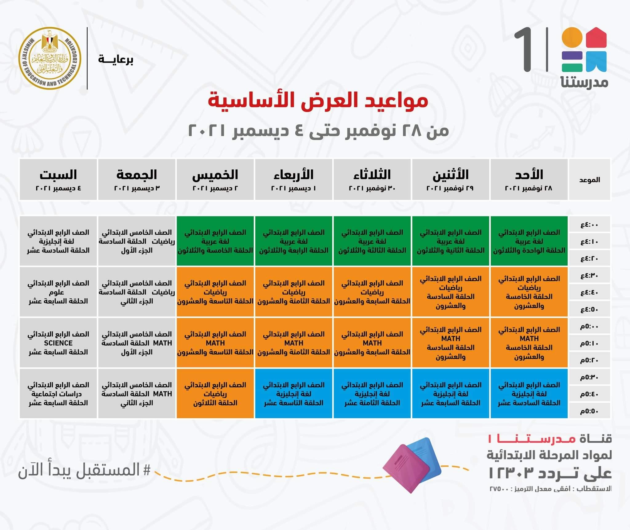 ننشر مواعيد البرامج التعليمية للمرحلة الإعدادية بقناة"مدرستنا2"