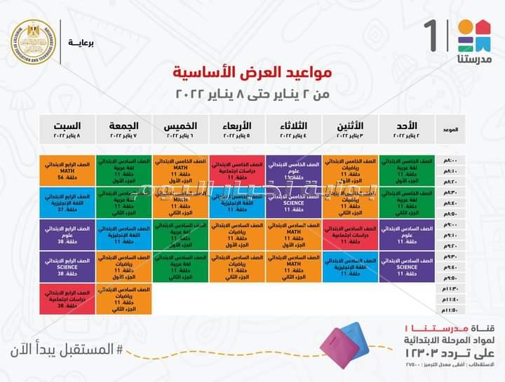 مدرستنا تعلن مواعيد عرض البرامج التعليمية لطلاب المرحلة الابتدائية