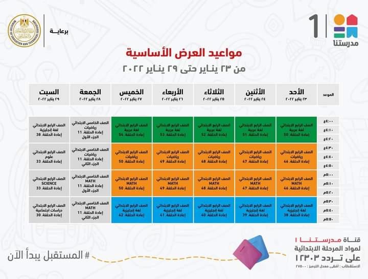 التعليم تعلن مواعيد عرض البرامج التعليمية للمرحلتين الابتدائية والاعدادية
