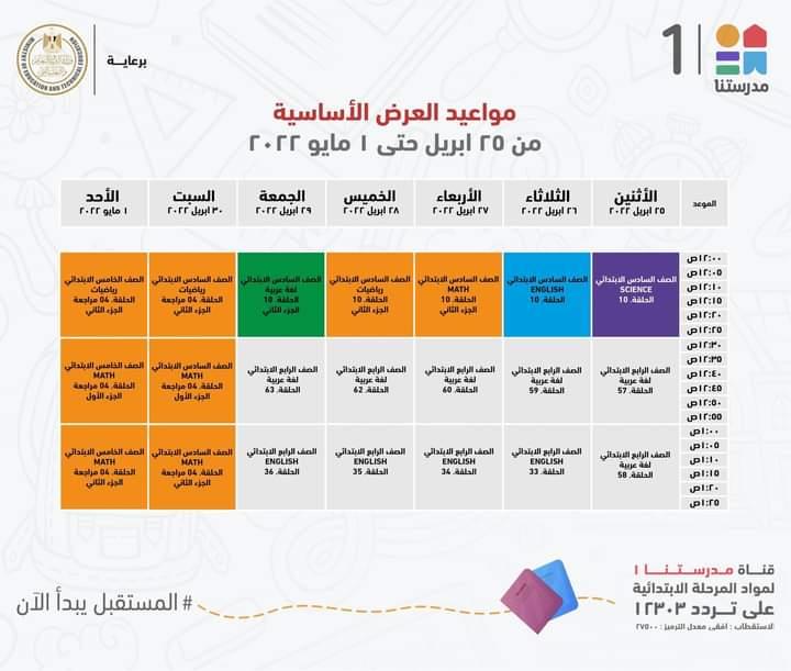 التعليم تعلن مواعيد عرض البرامج التعليمية لمدة اسبوع