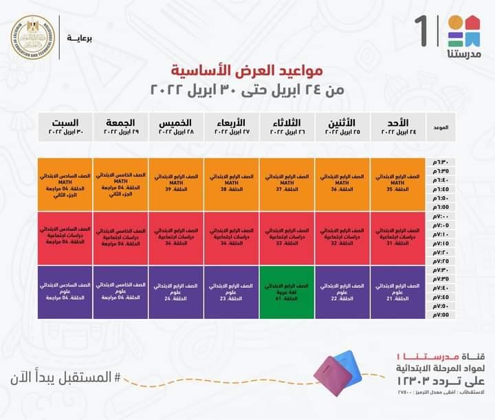 التعليم تعلن مواعيد عرض البرامج التعليمية لمدة اسبوع