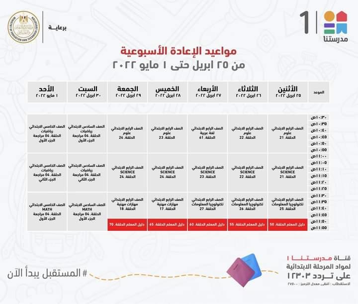التعليم تعلن مواعيد عرض البرامج التعليمية لمدة اسبوع