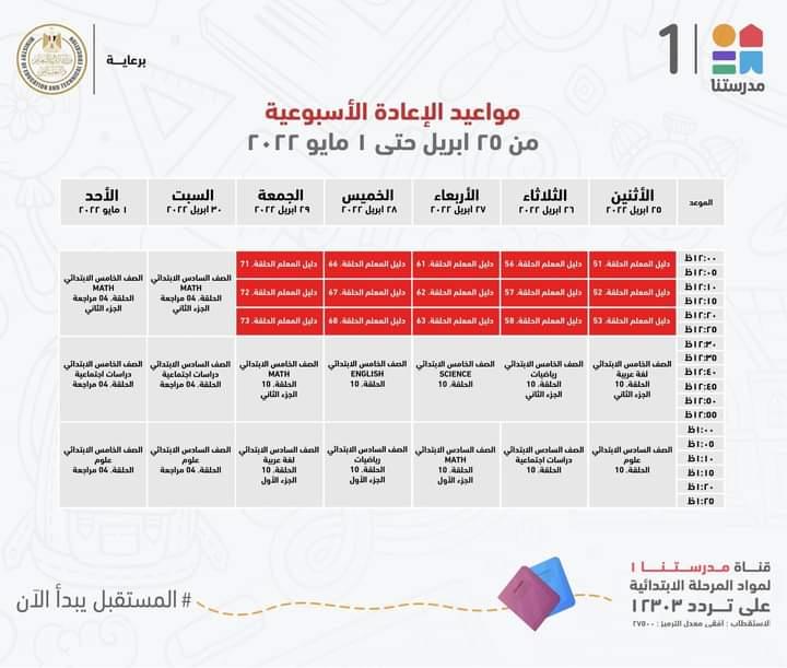 التعليم تعلن مواعيد عرض البرامج التعليمية لمدة اسبوع
