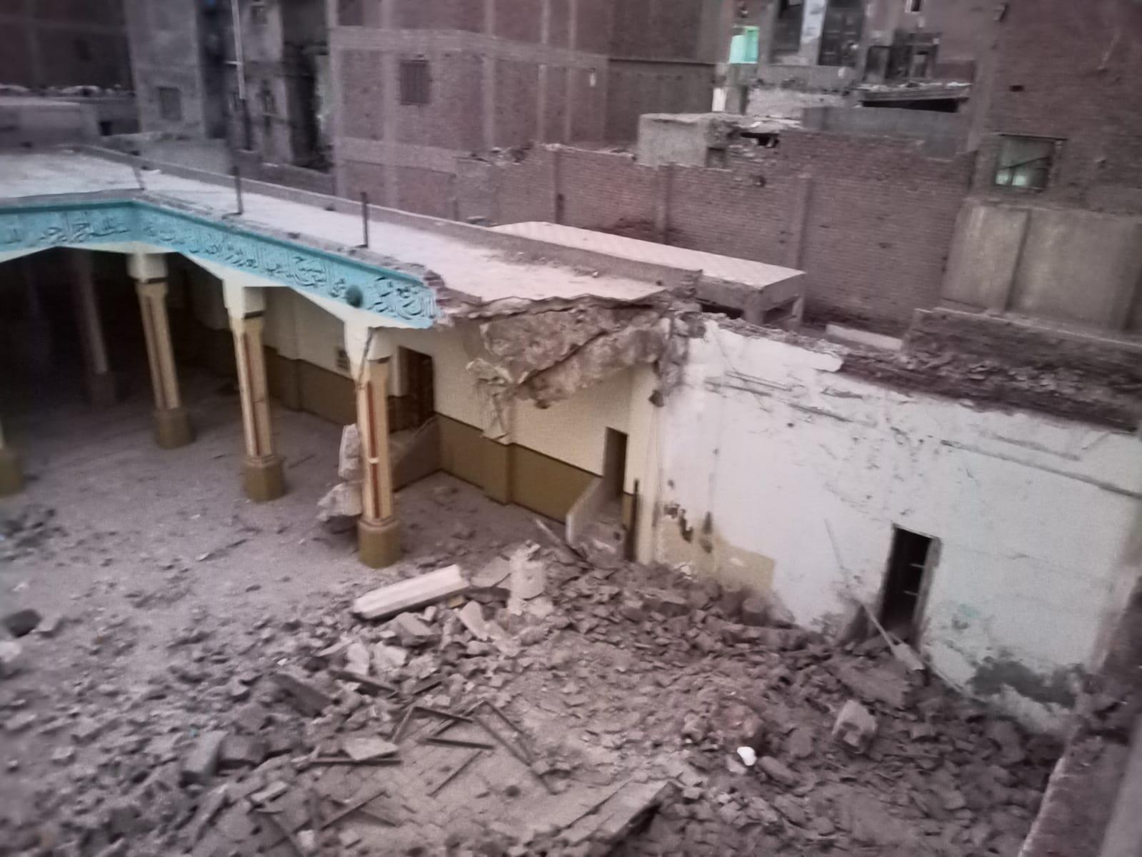 بالصور انهيار مسجد اثري بالمحلة الكبرى