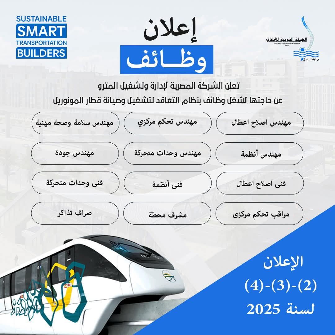 وظائف جديدة في المونوريل .. ننشر الشروط المطلوبة وطريقة التقديم 