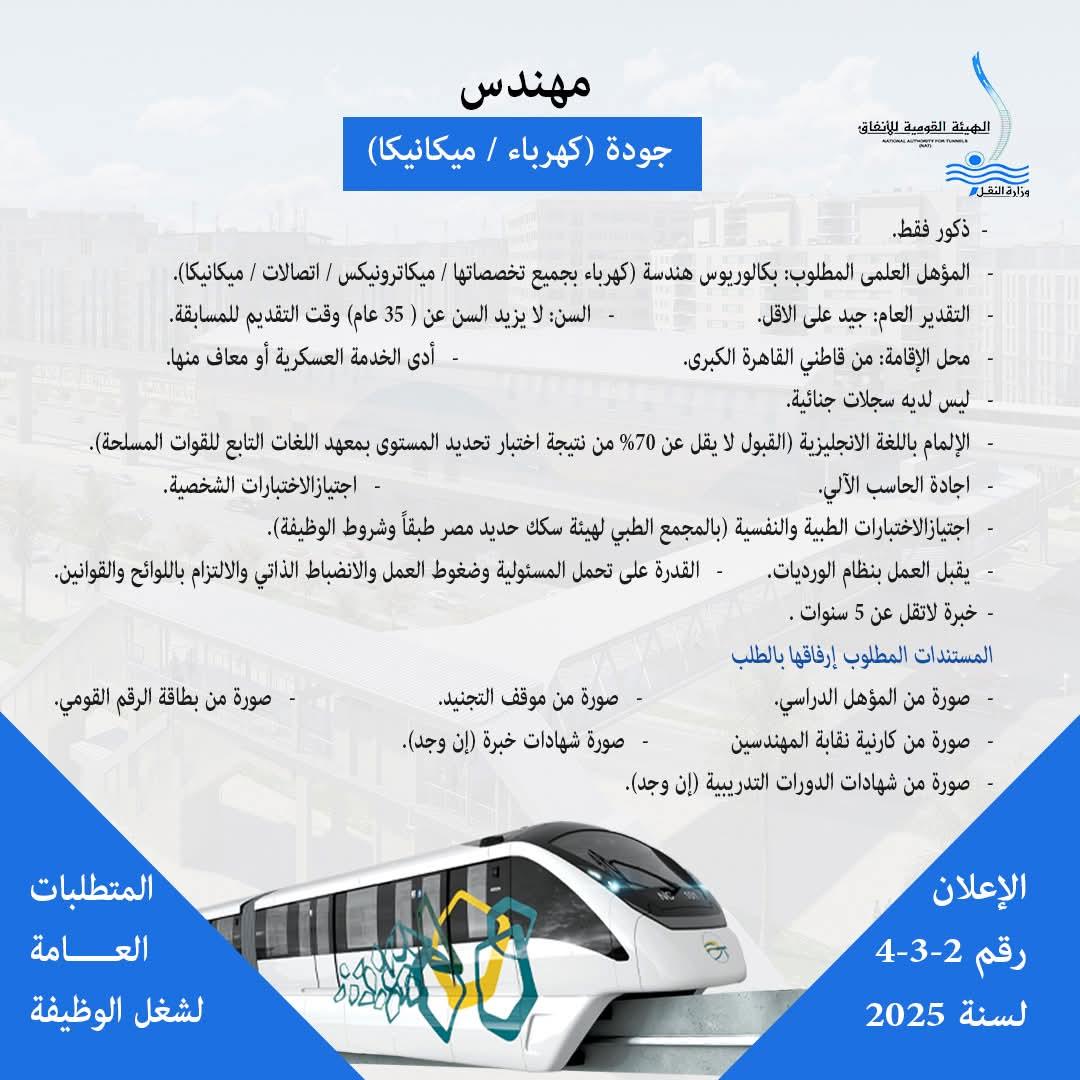 وظائف جديدة في المونوريل .. ننشر الشروط المطلوبة وطريقة التقديم 