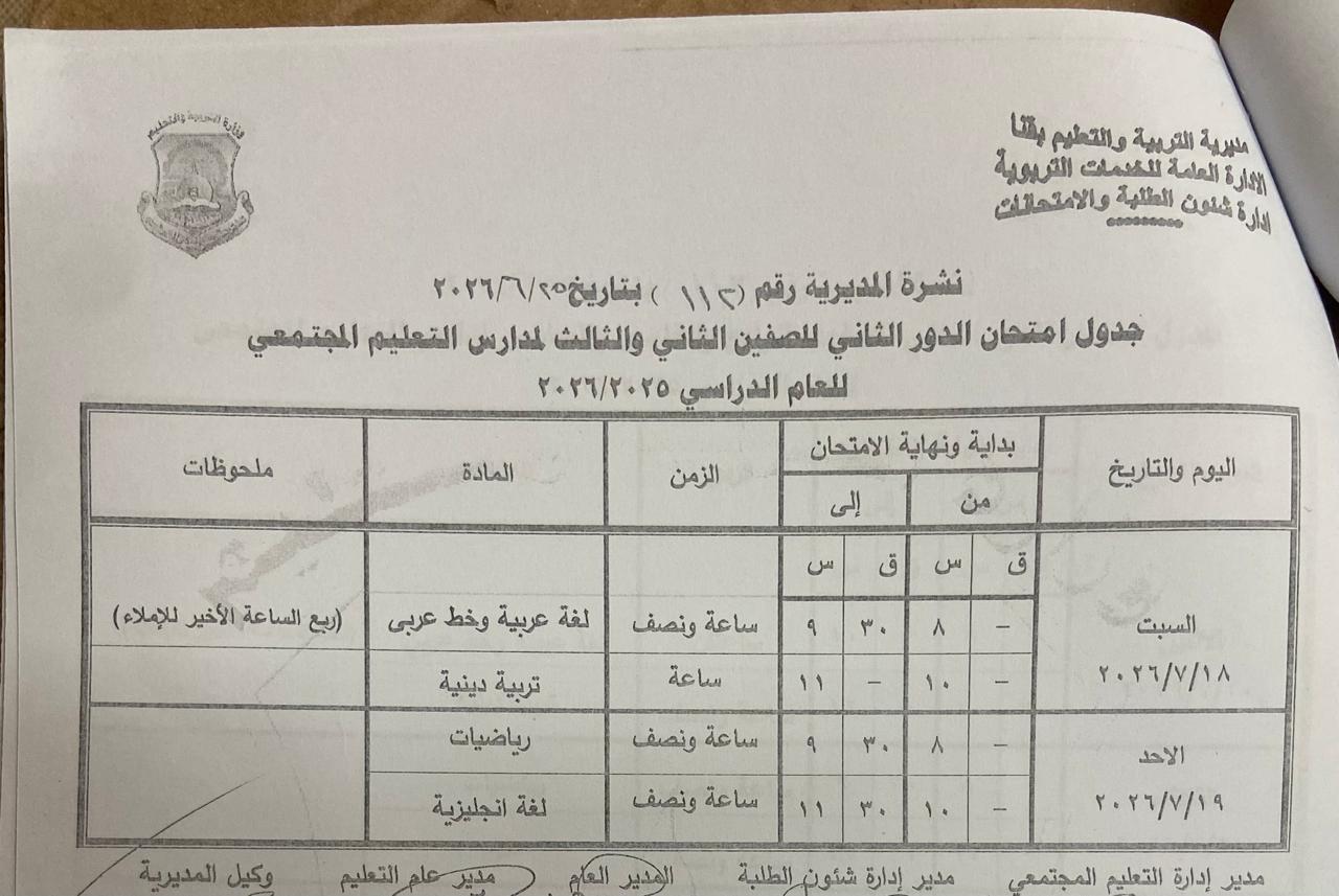 تعليم قنا يعتمد جداول امتحانات الدور الثاني 