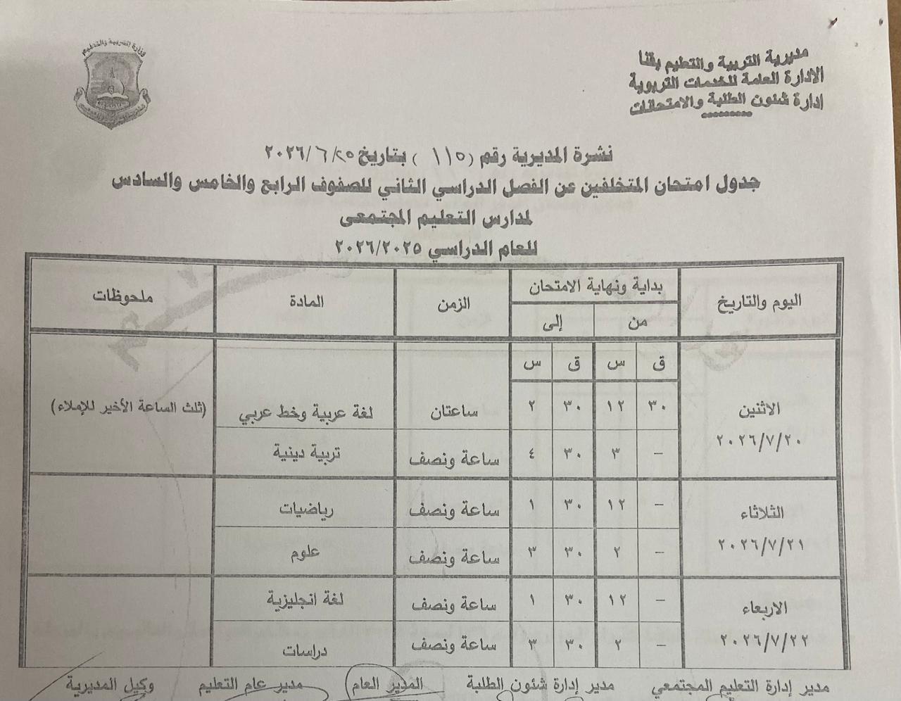 تعليم قنا يعتمد جداول امتحانات الدور الثاني 
