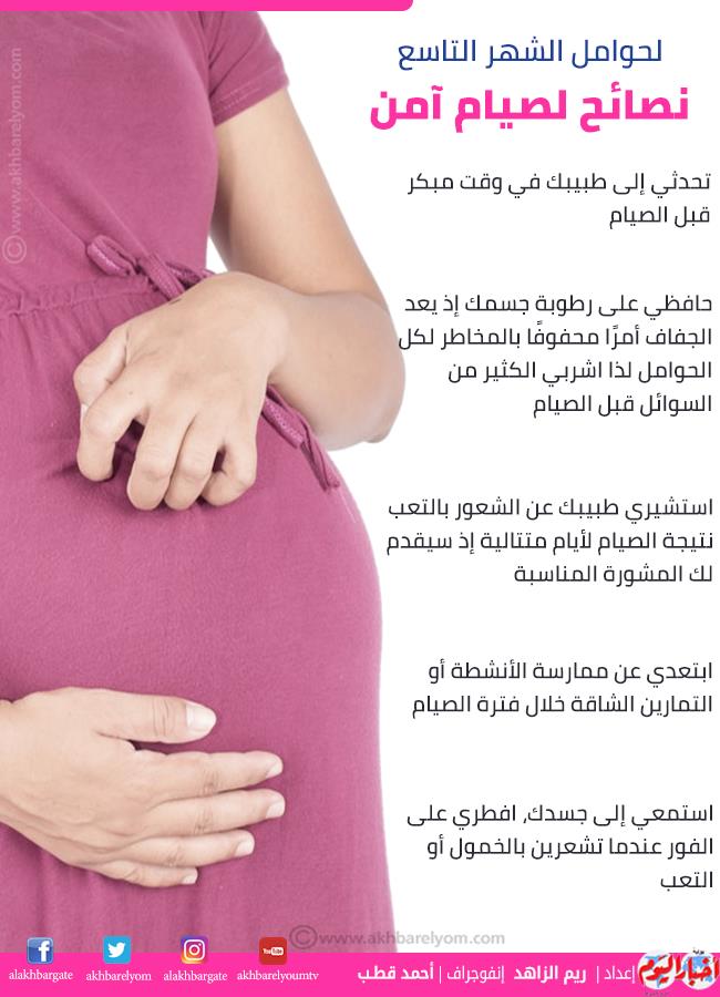 إنفوجراف للحامل فى الشهر التاسع 5 نصائح لصيام آمن