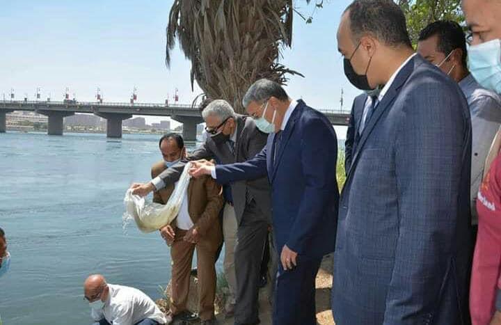 خلال إلقاء 3 مليون وحدة زريعة البلطي في نهر النيل