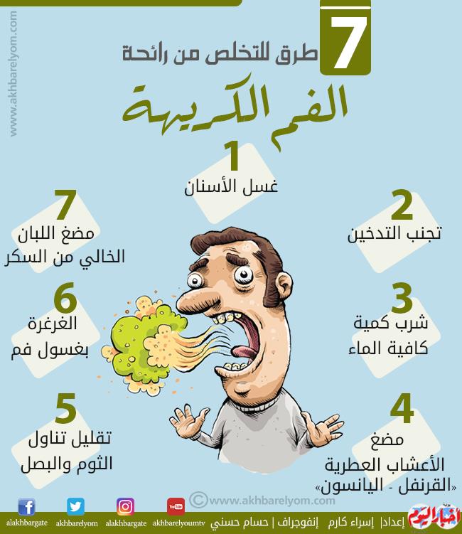 إنفوجراف| 7 طرق للتخلص من رائحة الفم الكريهة | بوابة أخبار اليوم الإلكترونية