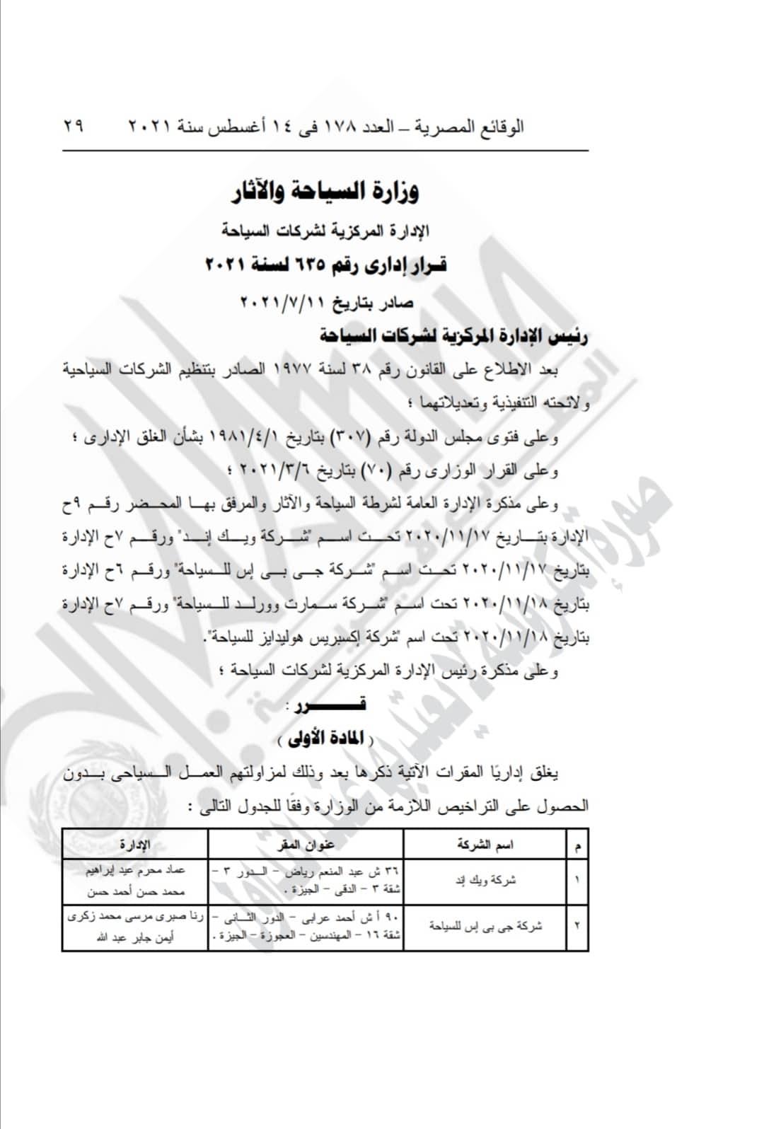 غلق إداريا لـ4 مقرات لشركات سياحية بدون تراخيص
