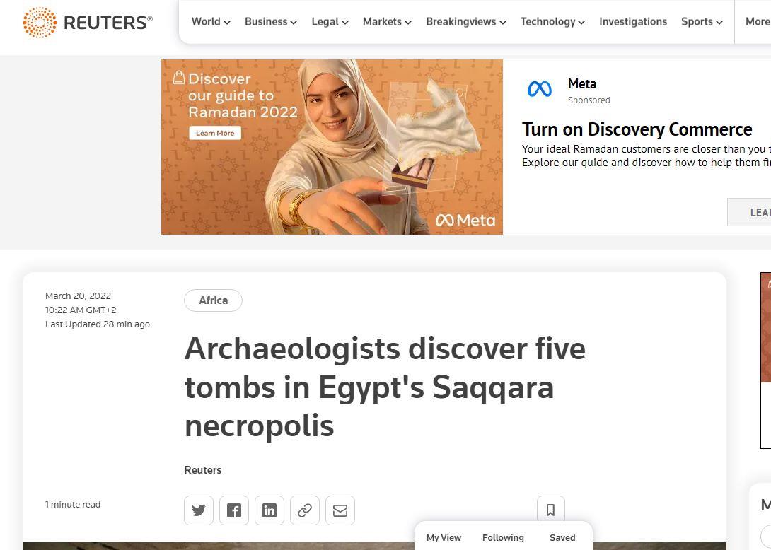 الصحف العالمية تسلط الضوء علي المقابر المكتشفة في سقارة