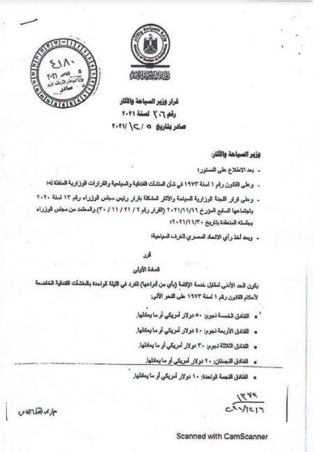 ننشر الحد الادني لأسعار الغرف الفندقية السياحية الجديدة 