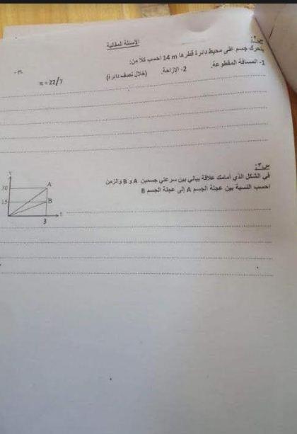  امتحانات اولي وثانية ثانوي عام 